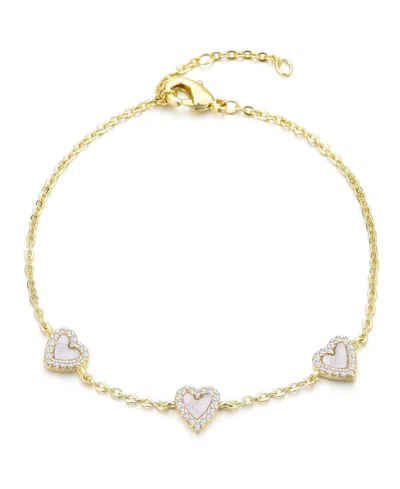 Adornia 14k Gold Plated Mother Of Pearl Mini Halo Cz Heart