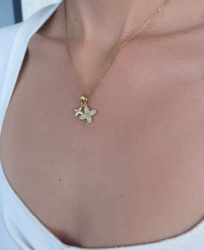 Adornia Tarnish Resistant Cubic Zirconia Double Pointed Clover Necklace