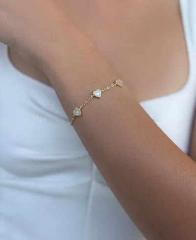 Adornia 14k Gold Plated Mother Of Pearl Mini Halo Cz Heart