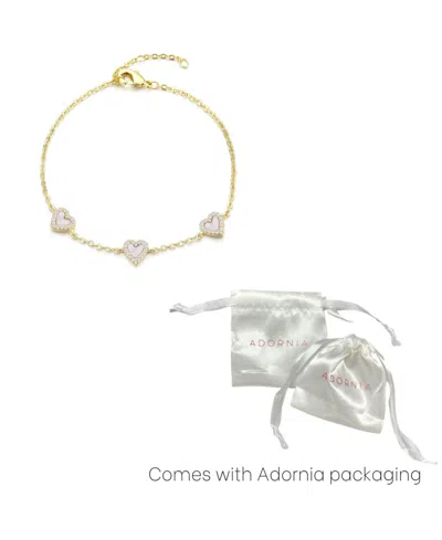 Adornia 14k Gold Plated Mother Of Pearl Mini Halo Cz Heart