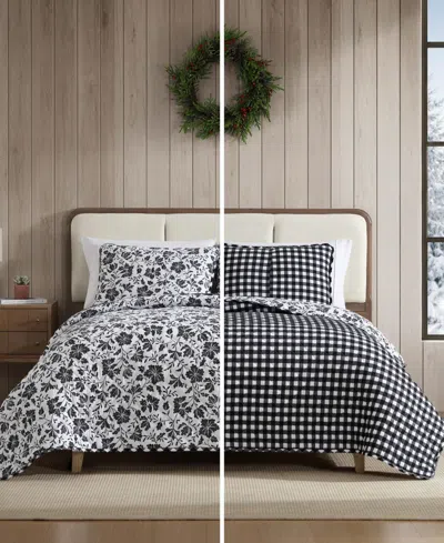 Eddie Bauer Woodblock Floral Flannel Cotton Reversible 2-pc. Quilt Set, Twin
