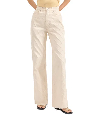 Veronica Beard Taylor High Rise Wide Leg Jeans In Ecru In White