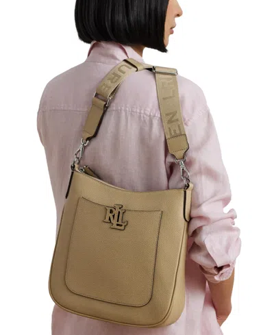 Ralph Lauren Cameryn Pebbled Leather Small Crossbody In Neutral