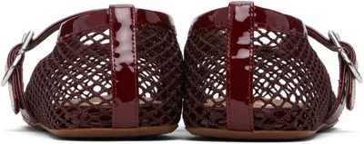 Alaïa Burgundy Fishnet Ballerina Flats
