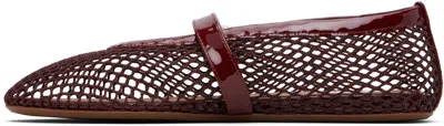 Alaïa Burgundy Fishnet Ballerina Flats