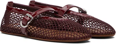 Alaïa Burgundy Fishnet Ballerina Flats