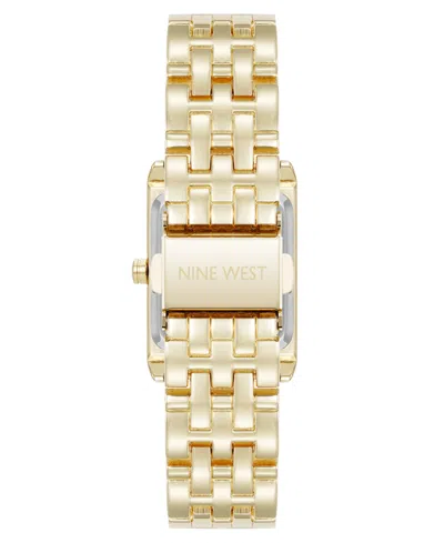 Nine West Women's Quartz Rectangular Gray And Gold-tone Metal Alloy Watch, 24mm