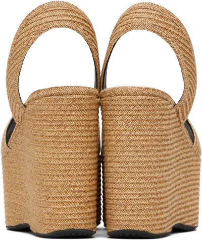 Alaïa Beige Wedge Paper Straw Heeled Sandals