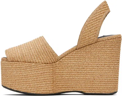 Alaïa Beige Wedge Paper Straw Heeled Sandals