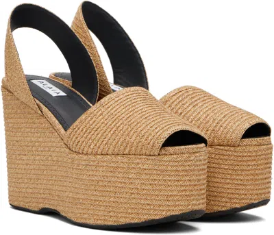 Alaïa Beige Wedge Paper Straw Heeled Sandals