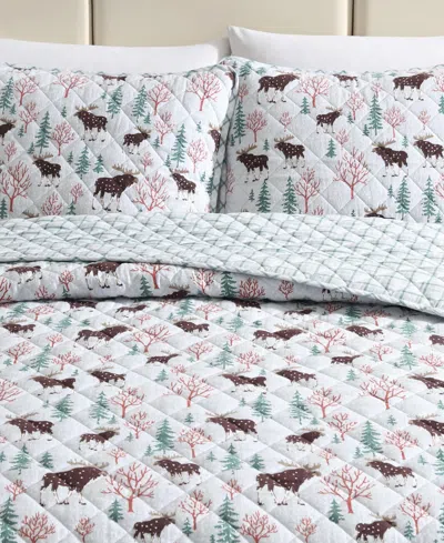 Eddie Bauer Mountain Moose Flannel Cotton Reversible 2-pc. Quilt Set, Twin