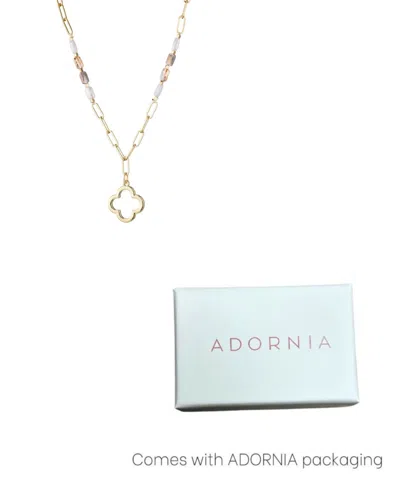 Adornia Mixed Bead And Chain Clover Outline Pendant Necklace