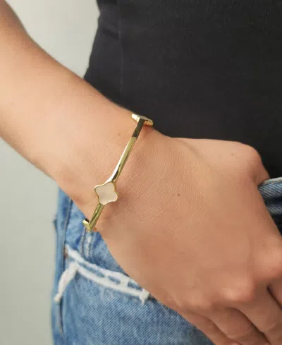 Adornia Mother Of Pearl Clover Station Bangle