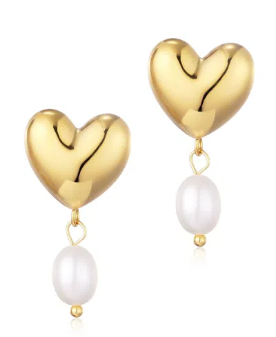 Adornia Gold Freshwater Cultivated Pearl Heart Drop Earrings In Gold