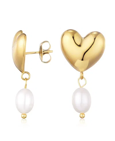 Adornia Gold Freshwater Cultivated Pearl Heart Drop Earrings In Gold