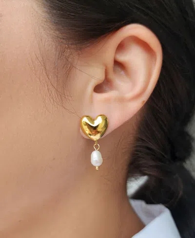 Adornia Gold Freshwater Cultivated Pearl Heart Drop Earrings In Gold