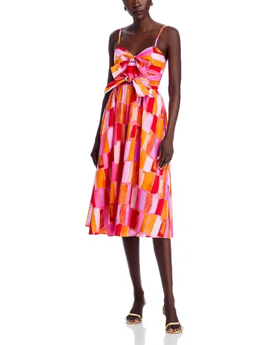 Milly Natasha Sunset Tile Poplin Bow Dress In Multi