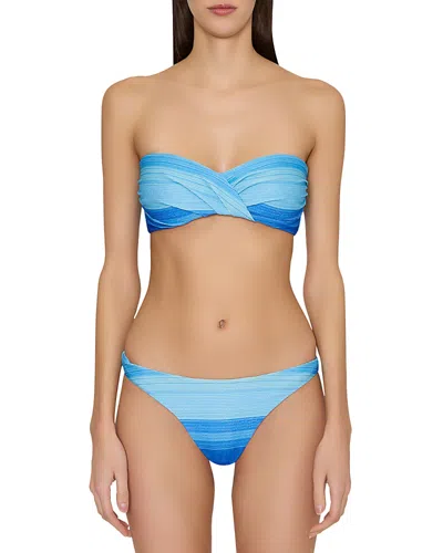 Milly Sunset Stripe Twist Bandeau Bikini Top In Blue