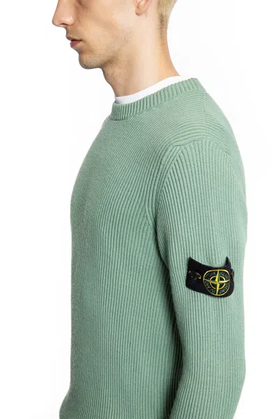 Stone Island Ribbed Virgin-wool Jumper In Blue