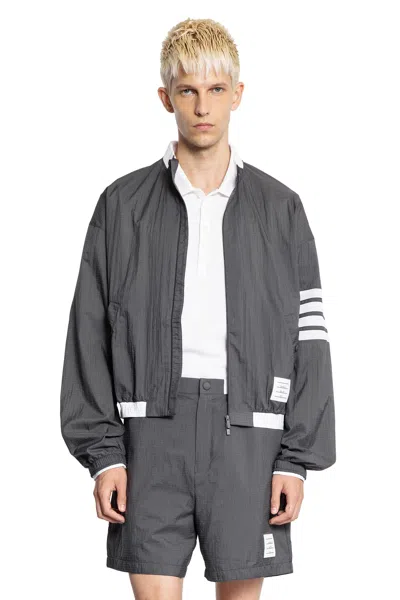 Thom Browne 4 Bar Grey Polyester Jacket
