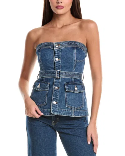 Simkhai Cyan Belted Denim Bustier Top