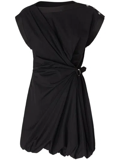 Pinko Cotton Dress With Pleated Skirt And Buttoned Shoulders