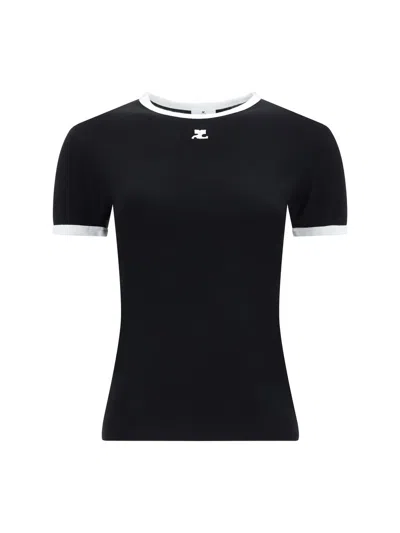 Courrèges Courreges Women Signature Contrast T-shirt In Black