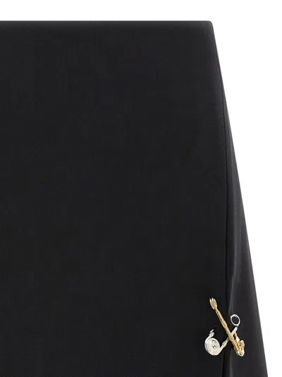 Versace Safety Pin A-line Wool Mini Skirt In Black
