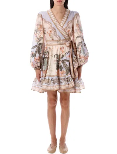 Zimmermann Wylie Printed Cotton-voile Mini Wrap Dress