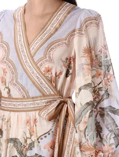 Zimmermann Wylie Printed Cotton-voile Mini Wrap Dress