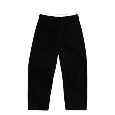 Lemaire Black Denim Wide-leg Jeans In Black