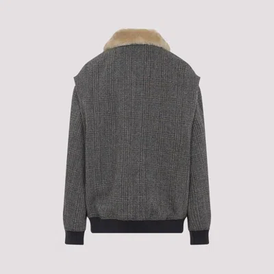 Miu Miu Lapel Long Sleeve Casual Jacket In Gray