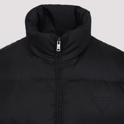 Prada Quilted Nylon Jacket Zip Pockets In Black