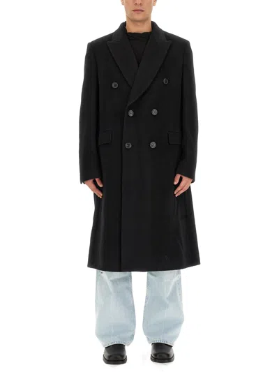 Our Legacy Oversize Double-breasted Coat Notched Lapels In Black