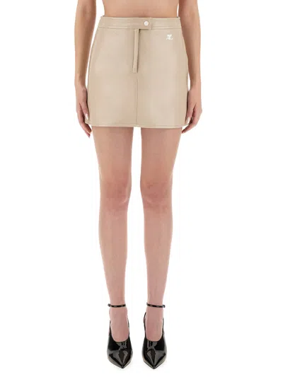 Courrèges Reedition Vinyl Mini Skirt In Neutral