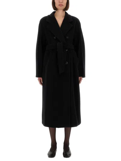 Max Mara Madame Wool And Cashmere Long Belted Coat In Black