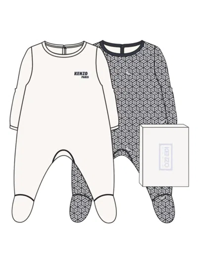 Kenzo Geometric-print Long-sleeve Pajamas (set Of Two) In Gray