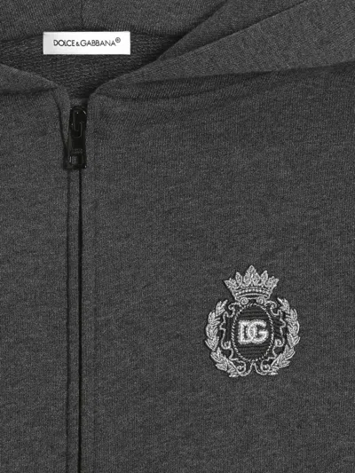 Dolce & Gabbana Cotton Zip-up Hoodie In Gray