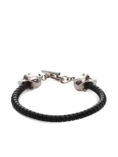 Alexander Mcqueen Alexander Mc Queen Skull Black Silver Bracelet In Black