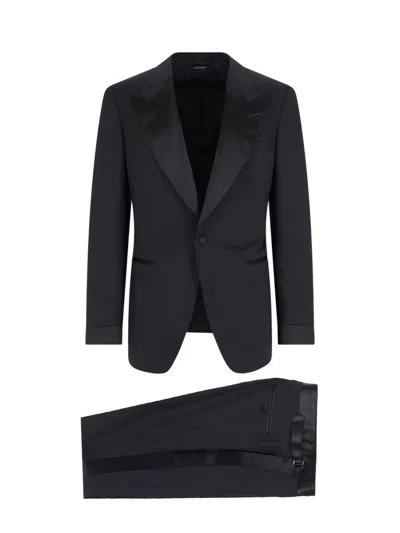 Tom Ford Satin-lapels Suit In Black