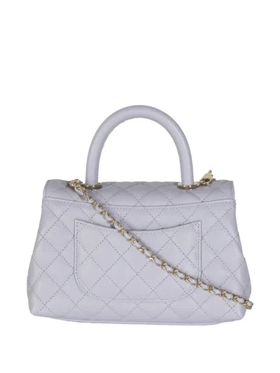 Pre-owned Chanel 2021 Mini Quilted Coco Bag In Purple