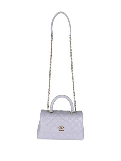 Pre-owned Chanel 2021 Mini Quilted Coco Bag In Purple