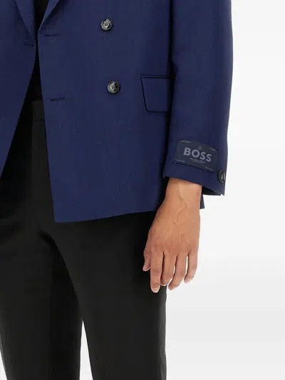 Hugo Boss Boss Double-breasted Jacket In Blue