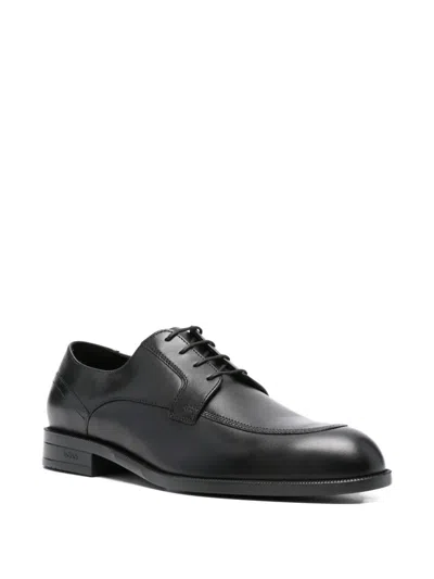 Hugo Boss Leather Derby Shoes In Black