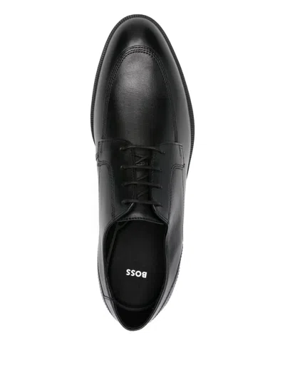 Hugo Boss Leather Derby Shoes In Black