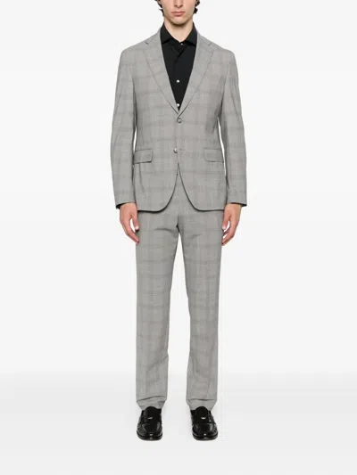 Hugo Boss Checked Suit In Gray