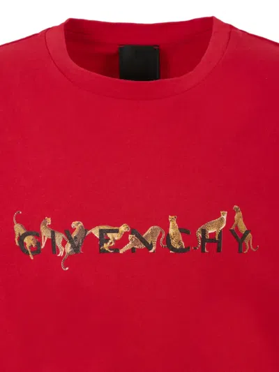 Givenchy Animal-logo Long-sleeve T-shirt In Red