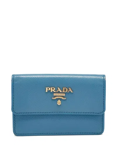 Pre-owned Prada Leather Cardholder In Blue