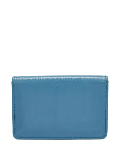 Pre-owned Prada Leather Cardholder In Blue