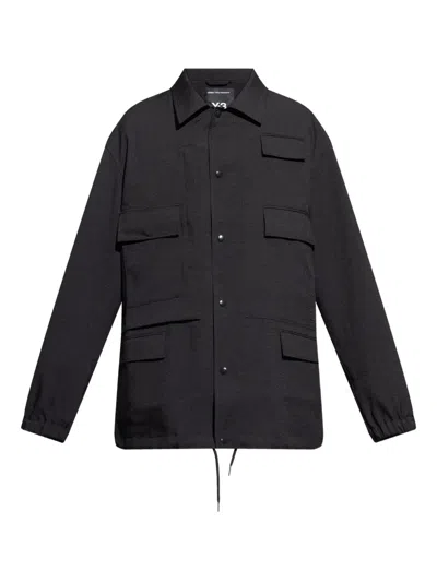 Y-3 Multi-pocket Button-fastening Jacket In Black